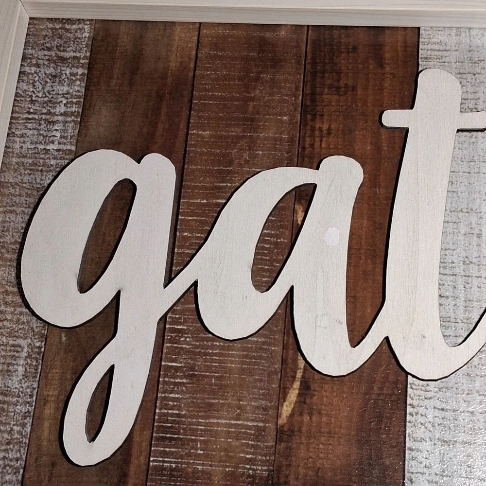 Sign of the Times Rustic Wood Gather Wall Art Plaque Farmhouse Decor 24x13
